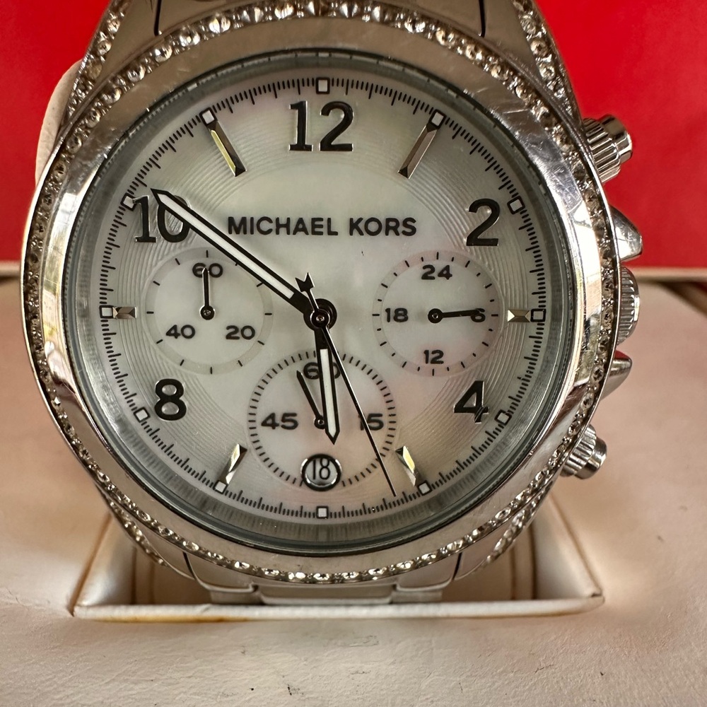 Michael Kors Silver Watch with Crystal Accents